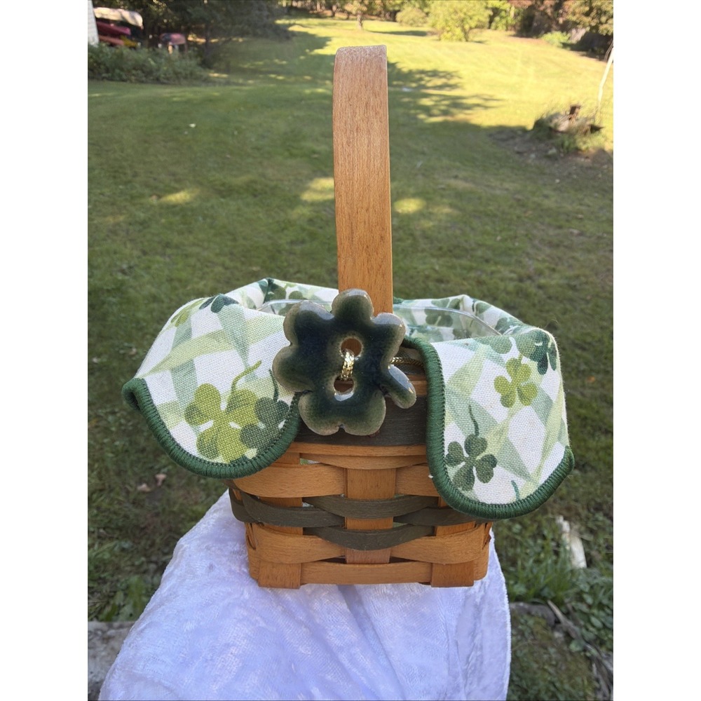 Vintage 1999 Longaberger Lots of Luck St Patricks Day Basket Combo Clover Tie-On